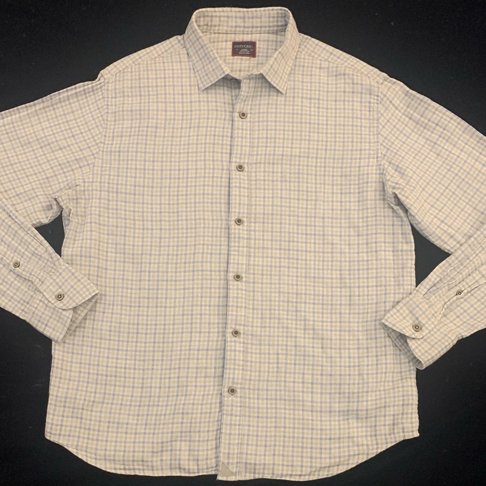 UNTUCKit Men’s Light Blue Plaid Button-Down Shirt - Picture 2 of 6